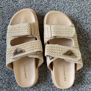 Lemon Beige Woven Sandals